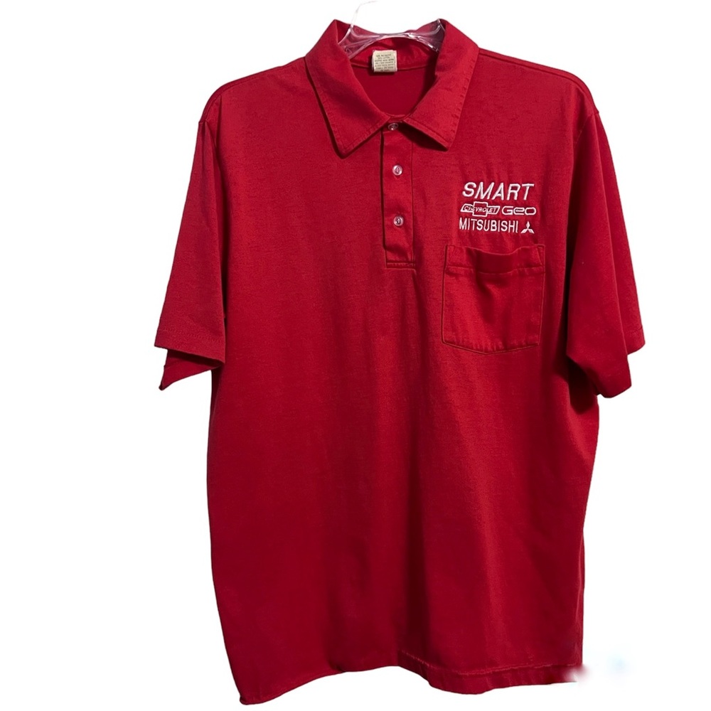 Vintage Car Salesman Polo Shirt Red Size Large made in the USA by Heartwell